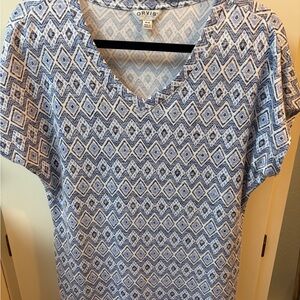Orvis Geometric Blue and White Women's Tee